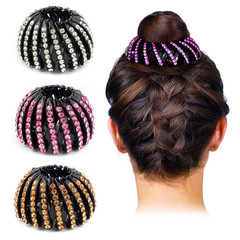, 4 Pcs Rhinestone Hairs Clip, Bird Nest Hair Bun Holder Expandable Ponytail …