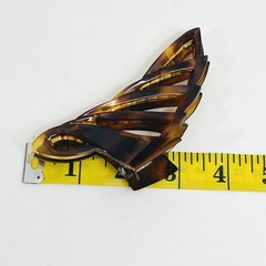 Vintage Hair Claw Clip Tortoise Shell Brown Plastic 4.5” Asymmetrical France