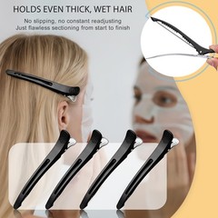 Duckbill Hair Clips 12 PCS 4.3” Non-Slip Silicone Band – Professional Grade