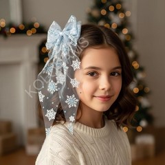 2 Packs Snowflake Hair Bow Clips 1 Count (Pack of 2), Christmas Style H