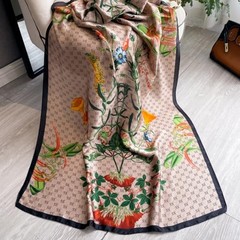 Silk Scarf Shawl for Women Lightweight Floral Satin Scarf Trendy