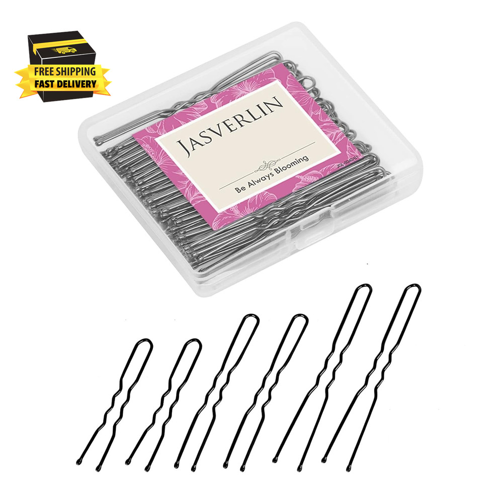 U Shaped Hair Pins Black Assorted Size, Small Long U Bobby Pin for Bun Bunheads