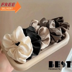5PCS Women’s Large Scrunchie Hair Ties Set Solid Color Ponytail Holder Bands