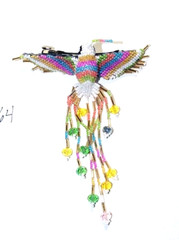 Fancy Fringe Beaded Hummingbird Barrette 4″ w/ French Clip closure #64