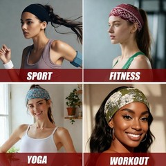 Soft Elastic Non Slip Wide Workout Headbands For Women Hair Yoga 12 Pack