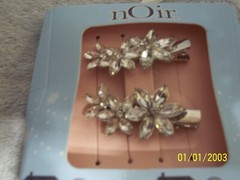 Noir Silver Flower Barrettes/Hair Clip/Bobbypin Set Of 2 New