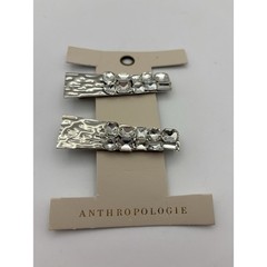 Anthropology textured silver hair clips with crystal details Boho Travel Party