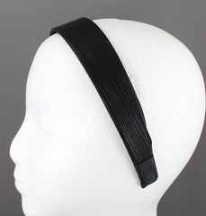 Black shiny headband fabric covered band 1 3/16″ wide black headband