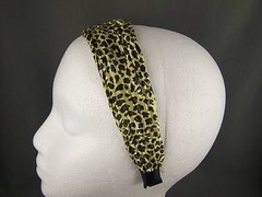 Cheetah leopard print scrunched fabric covered headband hair band 1 5/8″ wide