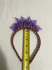 Handmade Jeweled Headband Crown Red Blue Purple Ribbon Festival Cosplay Tiara