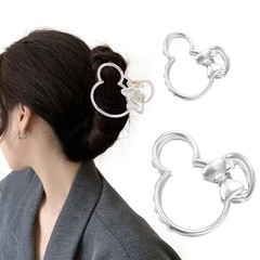 BENOSPACE Hair Clip, 2Pcs Metal Silver Claw 1 Count (Pack of 1),