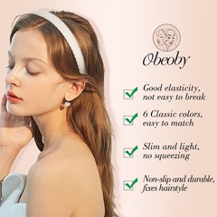 6 Pack Trendy Headbands for Thicker Hair, Non Slip 0.6 inch Thin Knitted Hair…
