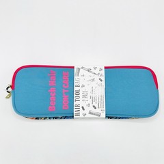 2 Pack Hair Tool Bag Fun Colorful Tropical Blue Beach Zip Closure Travel