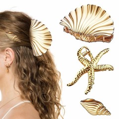 3Pcs Large Starfish Hair Claw Clips Gold 1 Count (Pack of 3),