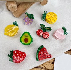 CLIP SUGAR Mini Strawberry Hair Clip,Acetate Claw 1 Count (Pack of 2), Red