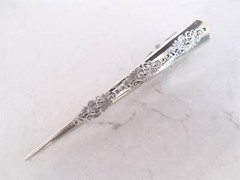 Silver tone metal filigree alligator hair claw clip clamp