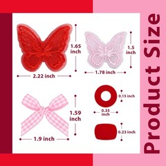 100pcs Hair Beads for Braids Dark Red Lace Embroidery Butterfly Hair Clips Gi…