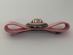 NWT Versace Pink Gianni Ribbon Medusa Tribute Logo Satin Bow Hair Clip Barrette