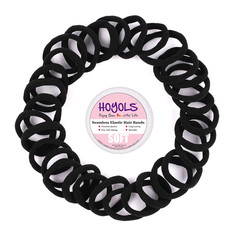 Seamless Hair Ties, Soft Cloth Fabric Black Bands, Large Ponytail Holder for Scr