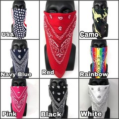 Red Paisley Bandana Headband 100% Cotton 21×21 Unisex Head Wrap Scarf Face Cover