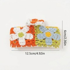 Bohemian Crochet Flower Hair Claw Clip for Daily Wear 1Pc