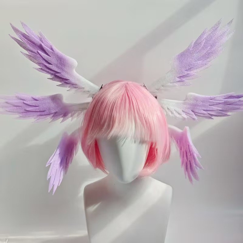 6x Purple Angel Wings lightweight Foam Anime Cosplay Prop Headpiece Hair Clips