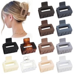 Sisiaipu 2 Inch Medium Hair Claw Clips 12 Pcs 1 Count (Pack of 12), Neutral