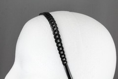 Black circle chain link jelly skinny narrow headband soft stretch grip teeth