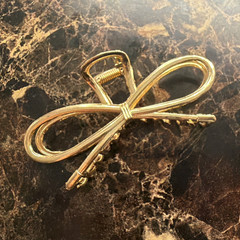 Gold Tone Metal Bow Barrette Hair Clip for Women, Bow Shape Accent