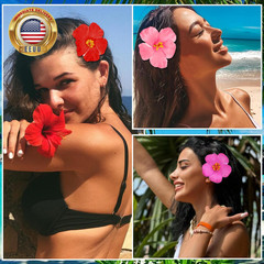 6 Pack Hawaiian Flower Hair Clips for Women – Tropical Hibiscus, Plumeria & Orch