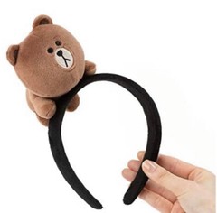 NWT 100% Authentic LINE FRIENDS Brown Plush Hair Band