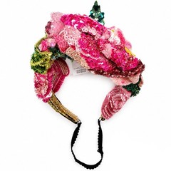 DOLCE & GABBANA Rose Floral Sequin Hairband Tiara Hat Pink Blue