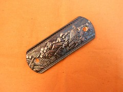 2 Leather Hair Barrettes w Sticks, Ponytail, Eagle Designs, Hand Crafted #335