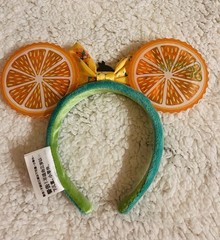 Disney Orange Bird Epcot Garden Festival Fabric Headband w/ Yellow Bow Accents