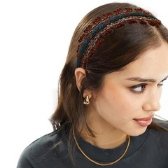 2 Pack Embroidered Headbands for , Wide Non-Slip Boho Floral Hair Hoops, Ethn…