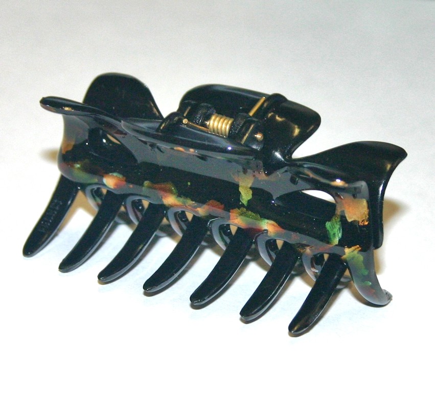Hair Claw Clip Barrette Accessory Print Pattern Colors Vintage Made in France