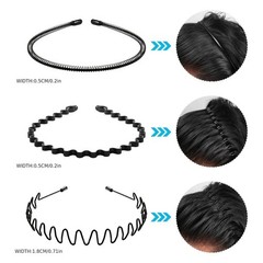 6Pcs Metal Hair Headband Wave Style Hoop Band Comb Sports Hairband Men Women US