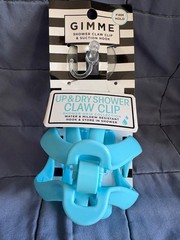 GIMME SHOWER CLAW CLIP & SUCTION HOOK BLUE 1 PIECE WATER & MILDEW RESISTANT FIRM