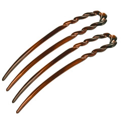 Parcelona French U Hair Pins 3.5″ Tortoise Shell Bun Chignon Forks (Set of 2)