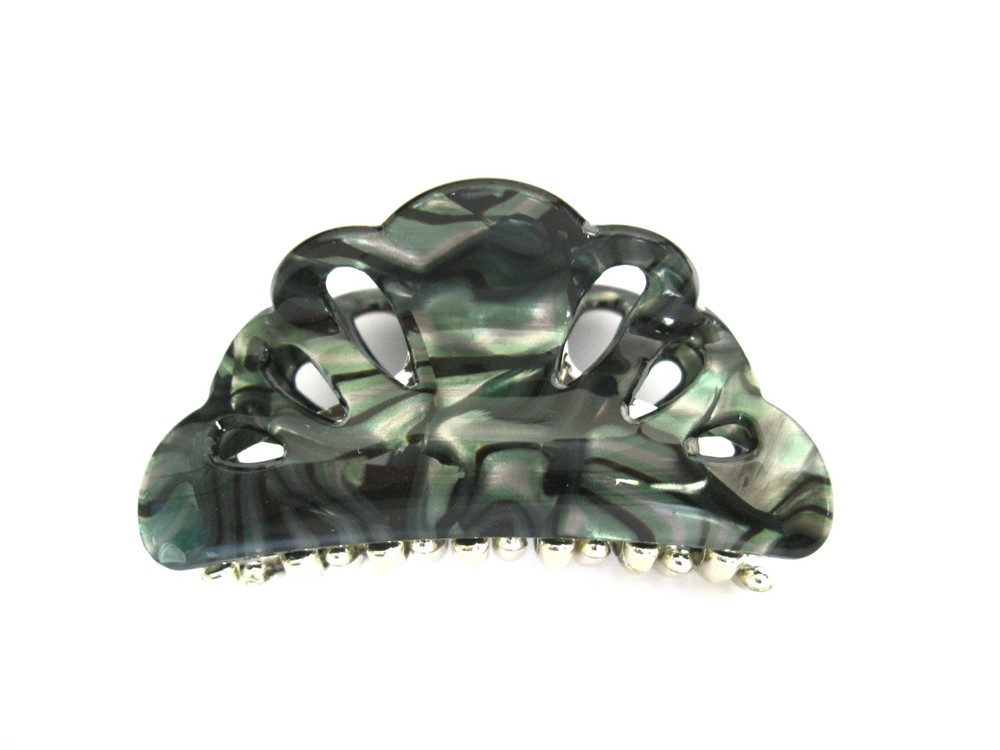 Green abalone sea shell effect hair claw clamp clip fine thin hair