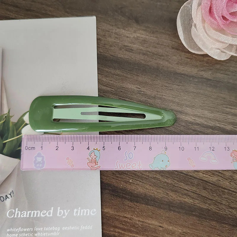 Colorful 10Cm Solid Color Simpl Big Solid Alloy BB Hair Side Clips for Girls Wom