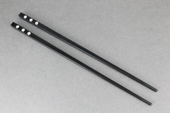 Black plastic hair chop sticks crystals accessory picks pins 7.5″ long set of 2