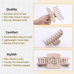 LuSeren Hair Clips for Women 4.3 Inch Large 8 Count (Pack of 1), Neutral