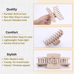 LuSeren Hair Clips for Women 4.3 Inch Large 8 Count (Pack of 1), Neutral