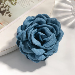 16 Colors Sweat Medium Size Cotton Fabric Rose Flower Hair Claw Clips for Women