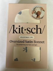 Kitsch Oversized Satin Bonnet Adjustable Overnight NIB Long Hair Cream & Coastal