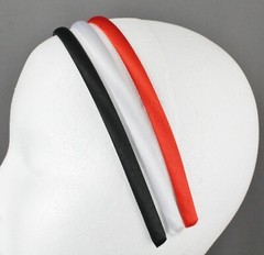 Red White Black 3 thin skinny satin fabric covered headband hair band