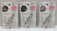 Scunci Cubic Zirconia Princess Hair Barrettes, Lot of 3, Free Shipping
