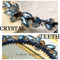 Firuilo Rhinestones Headband Sparkly Crystal Flower 1 Count (Pack of 1), Blue