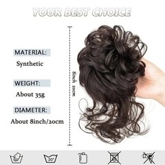 Synthetic Messy Curly Hair Bun Elastic Scrunchie Fluffy Hair Piece for Women